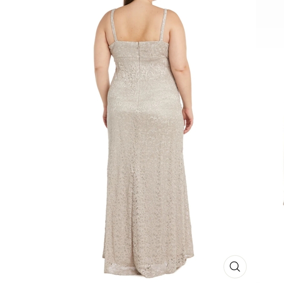 R&M Richards Champagne Lace Jacket‎ Dress with Pearl Neck Trim Plus SZ:16 - Picture 4 of 11